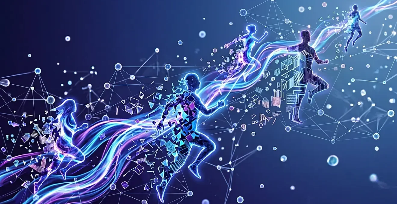 Abstract visualization of user behavior patterns and social media engagement metrics