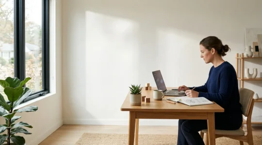 Marketing professional analyzing interactive content engagement metrics on digital workspace