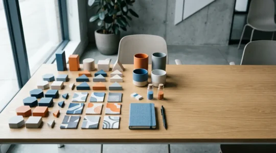 Editorial photograph showing performance marketing analytics and ROI tracking workspace with clean composition